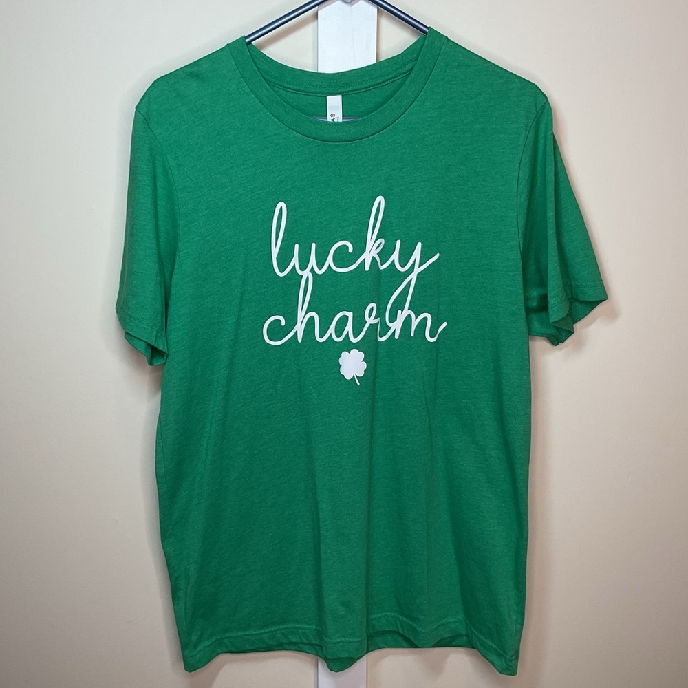 Bella Canvas Green Lucky Charm Tee w/ Shamrock Unisex Large